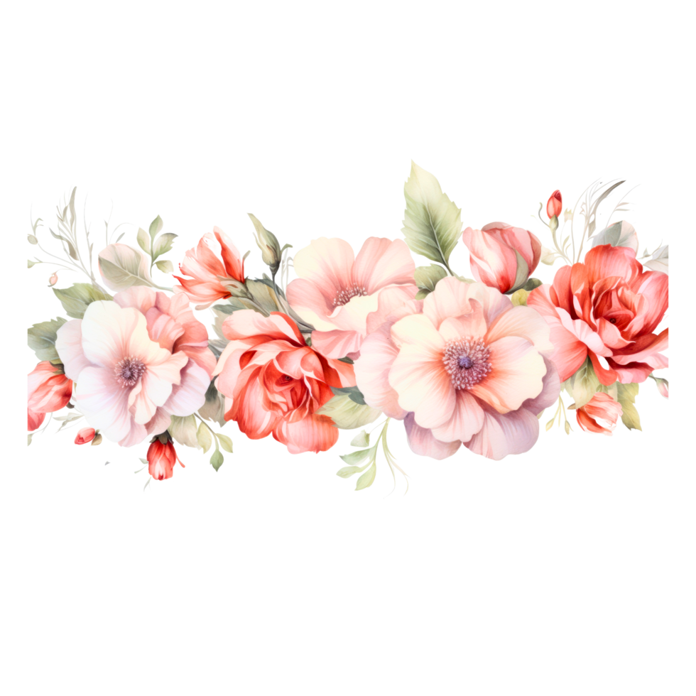 ai generated clipart carnation bouquet painted with watercolor technique png