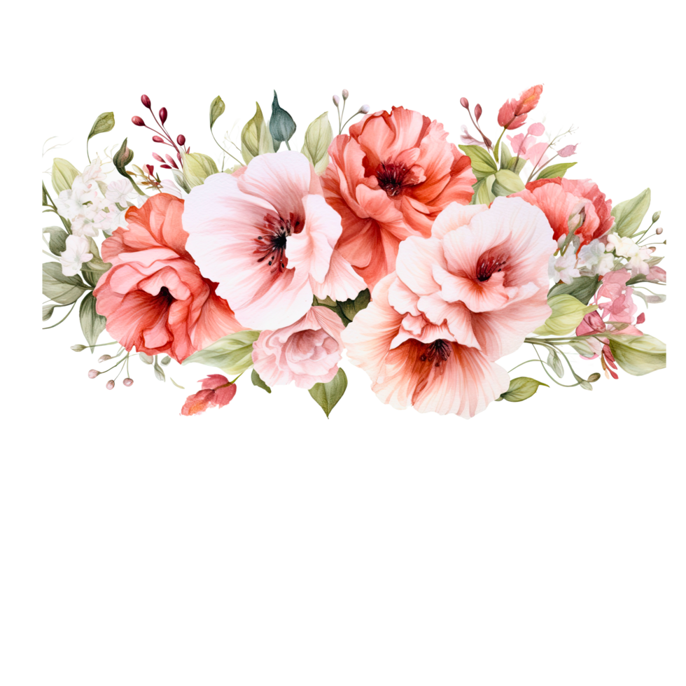 ai generado clipart clavel ramo de flores pintado con acuarela técnica png