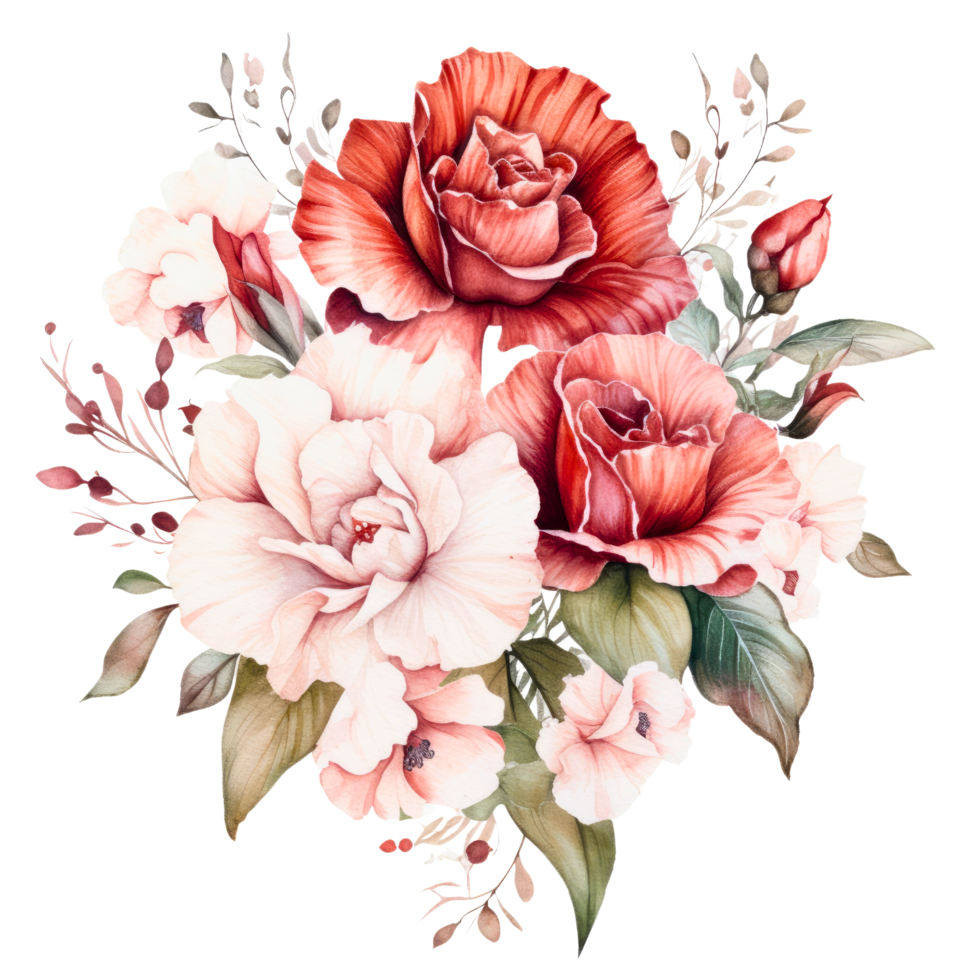 ai généré clipart œillet bouquet peint avec aquarelle technique png