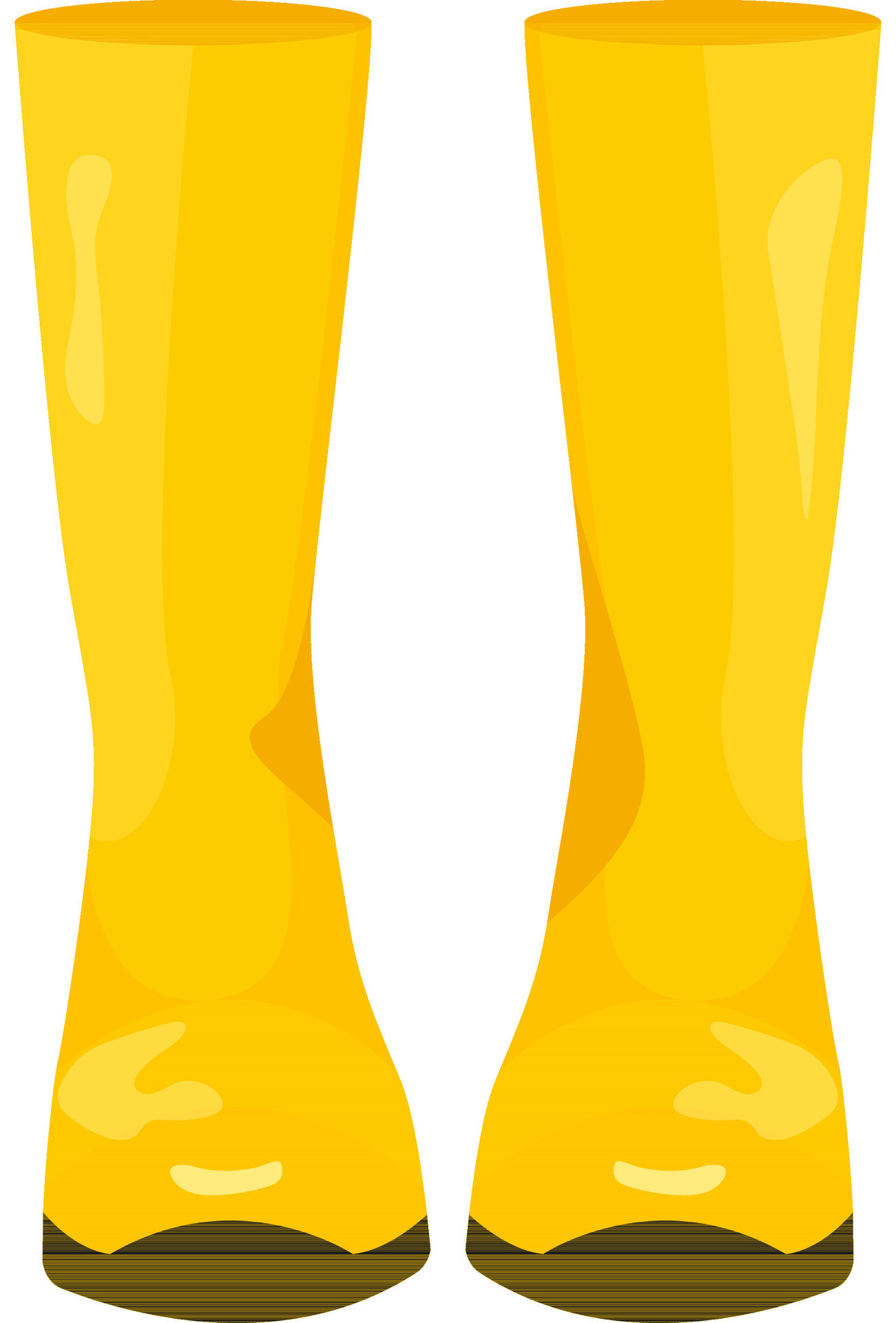 rubber boots long high yellow color flat style front view