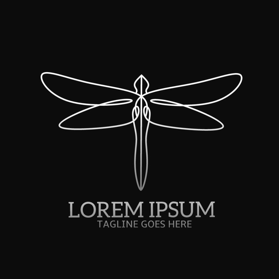 Illustration vector graphic of line art logo dragon fly