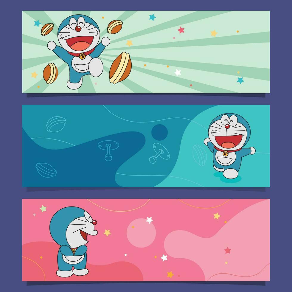 doraemon horizontal bandera vector