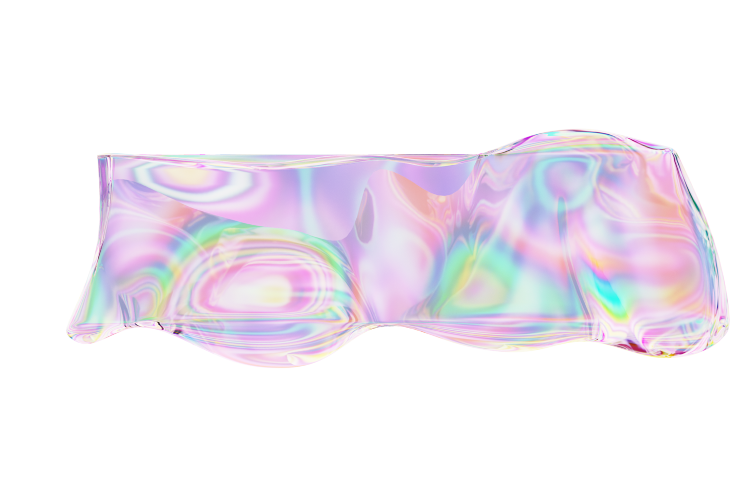 Rectangle iridescent liquid glass shape png