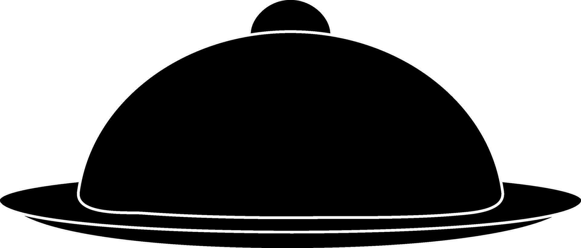 Restaurant cloche in Black and white color. Glyph icon or symbol. vector