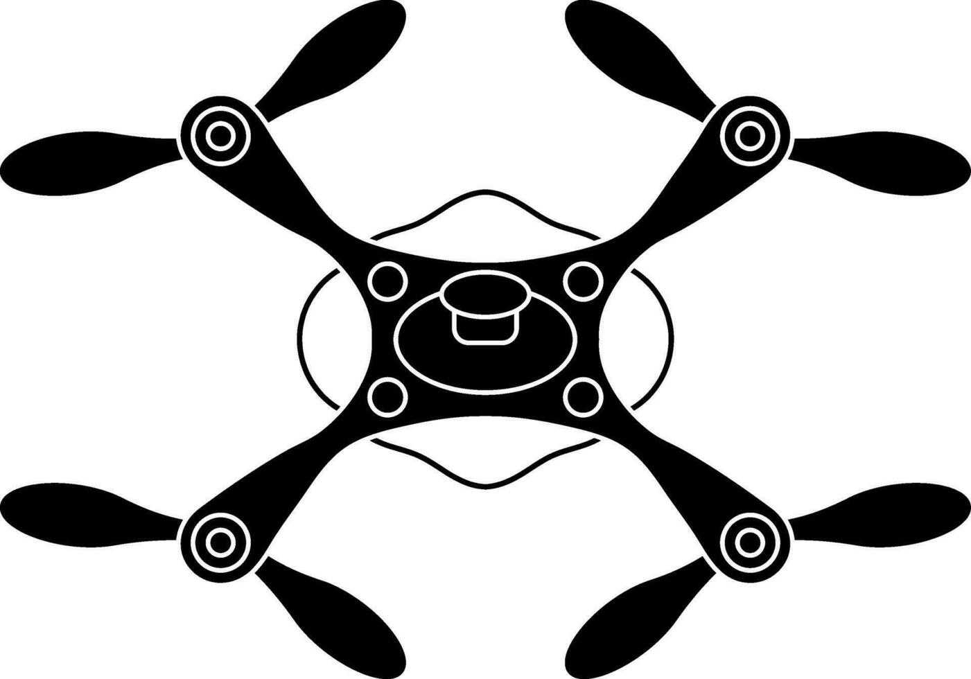 Black drone camera in flat style. vector