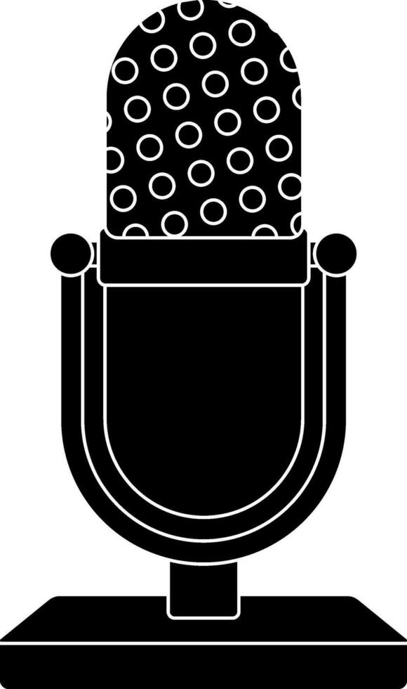 Black and white microphone. Glyph icon or symbol. vector