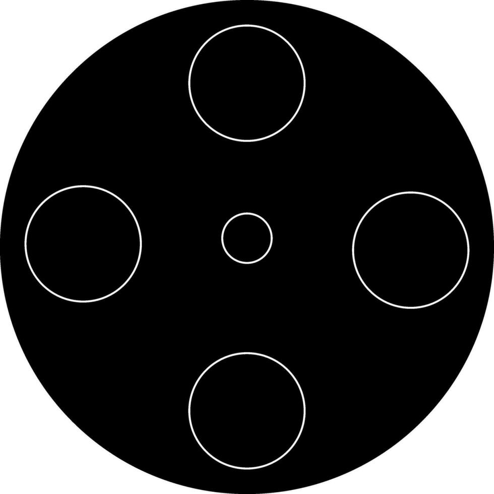 Black and white film reel in flat style. Glyph icon or symbol. vector