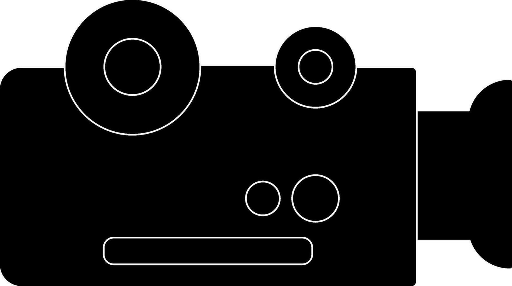 Black and white video camera. Glyph icon or symbol. vector