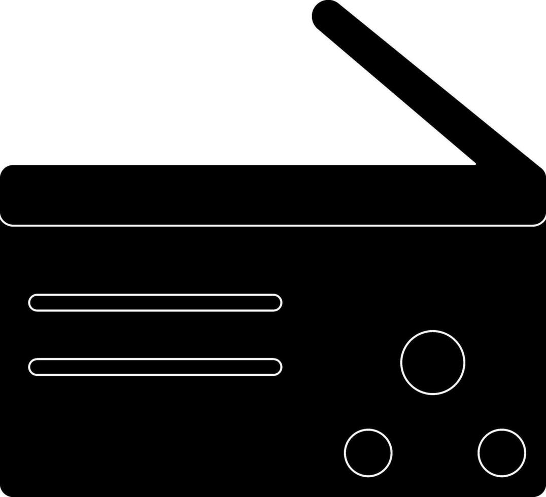 retro radio en negro y blanco color. glifo icono o símbolo. vector