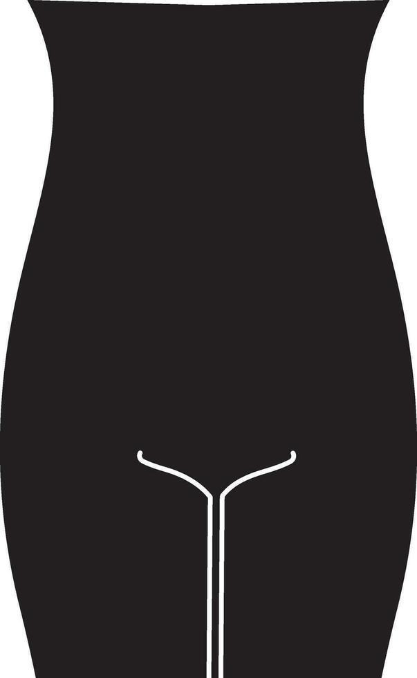 Part of hips and waist of female in black style. vector