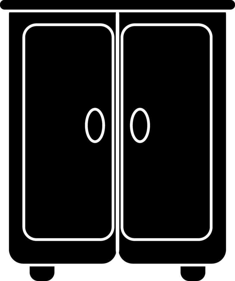 Wardrobe icon in black for furniture concept. vector