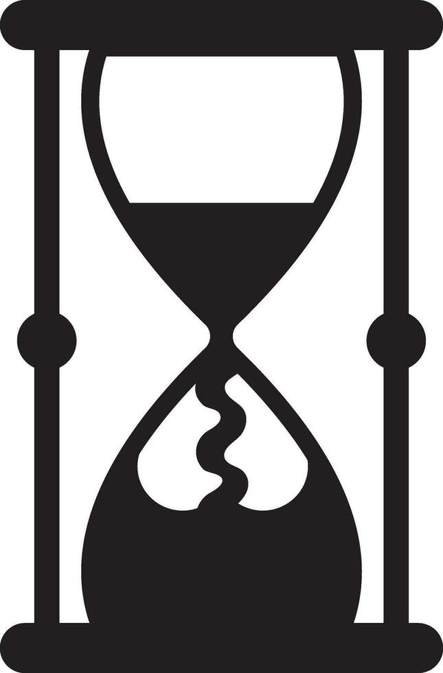 Black and White hourglass in flat style. vector