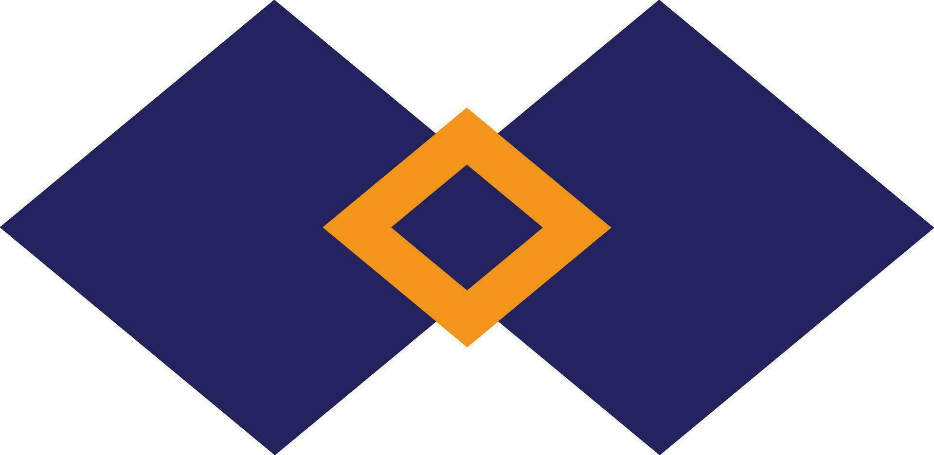plano estilo Insignia en azul y naranja color. vector