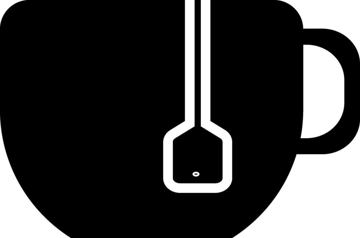 Black and white tea bag in mug. vector