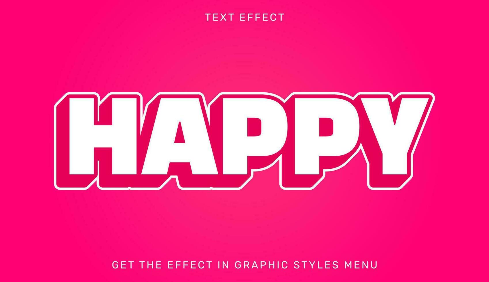 Happy editable text effect in 3d style with pink color. Text emblem for advertising, branding and business logo vector