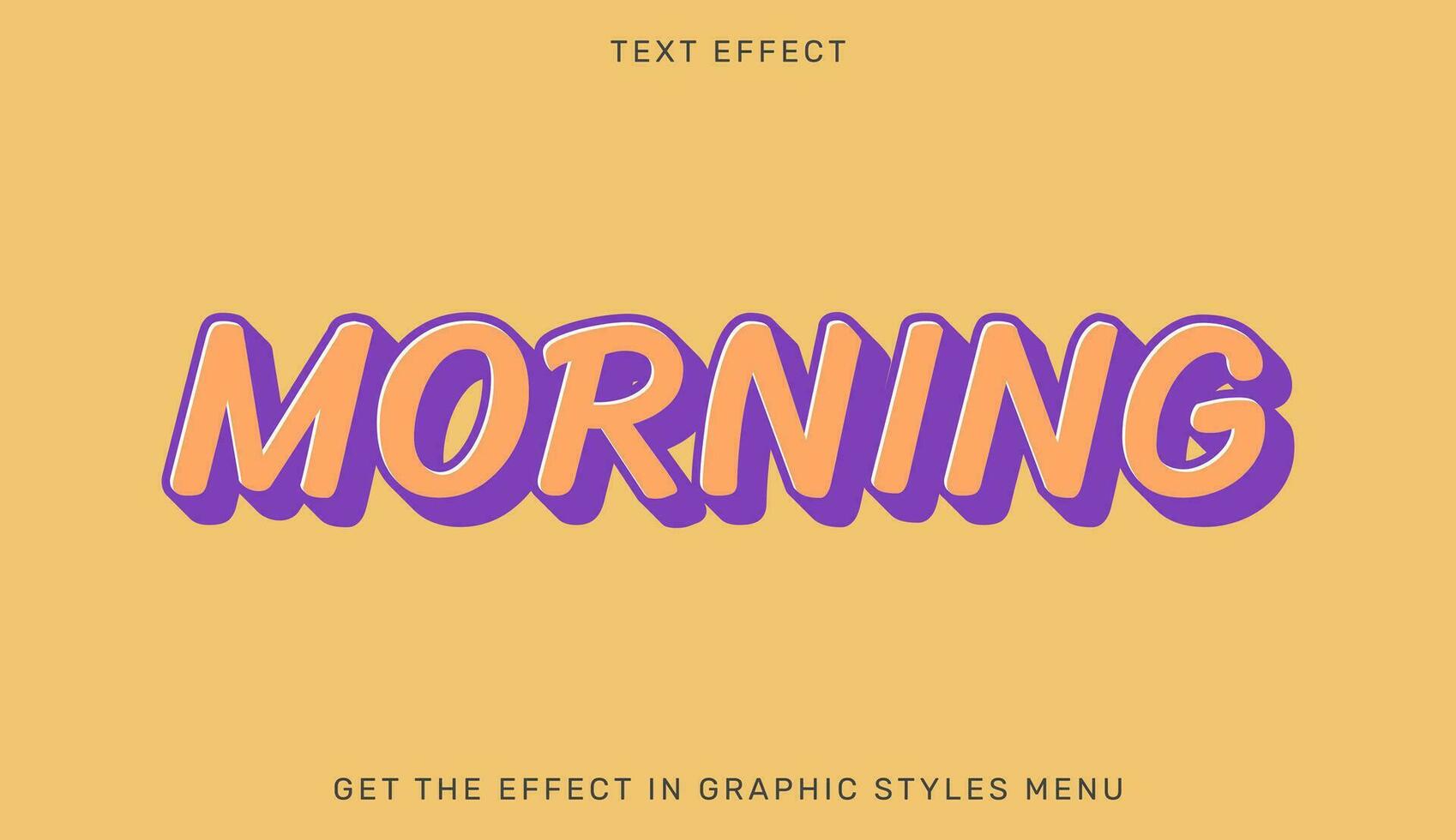 Morning editable text effect in 3d style. Text emblem for advertising, branding and business logo vector