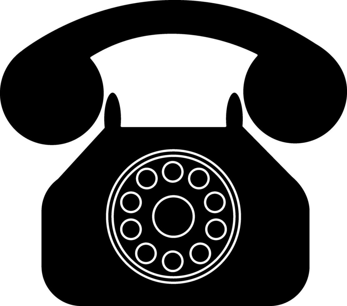 Telephone icon in black for communication concept. vector