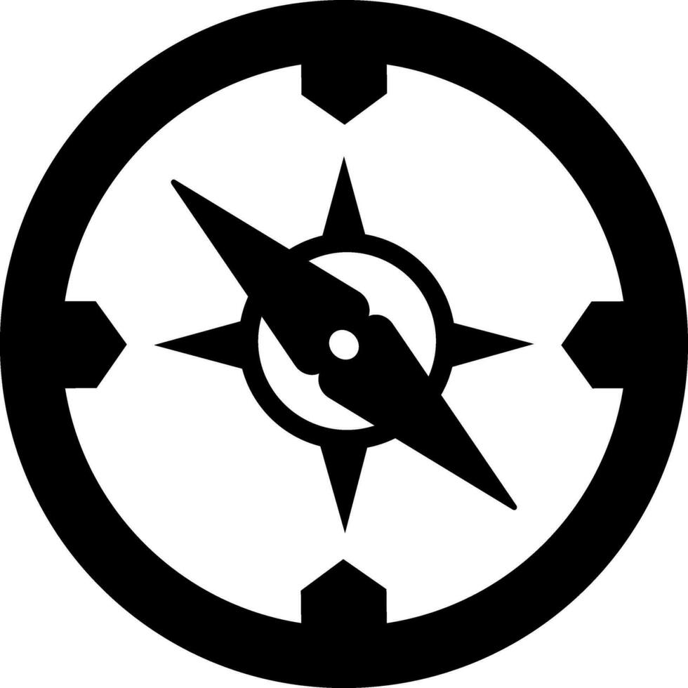 Compass icon in Black and white color. vector