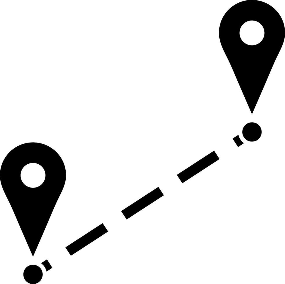 Distance location sign and map pin icon in Black and white color. vector
