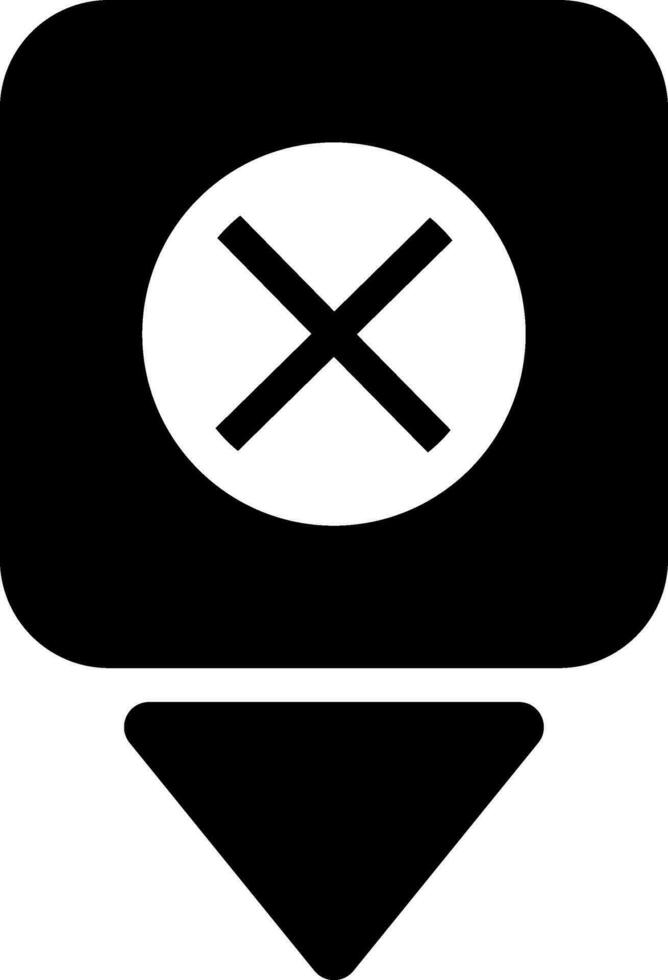 Location map pin with cross sign in Black and white color. vector