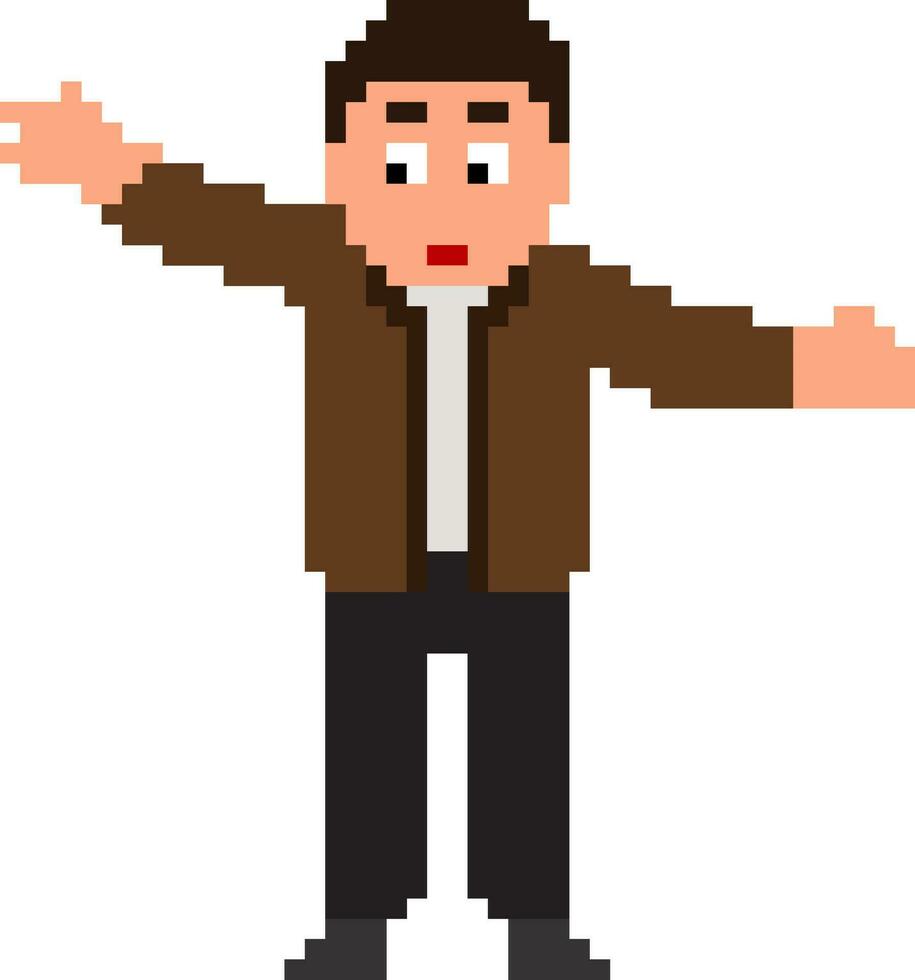 Pixel art illustration of a man. vector