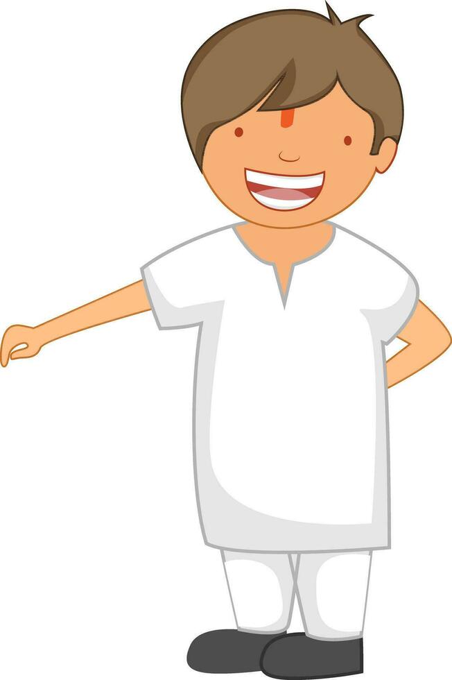 personaje de un alegre chico en blanco vestido. vector