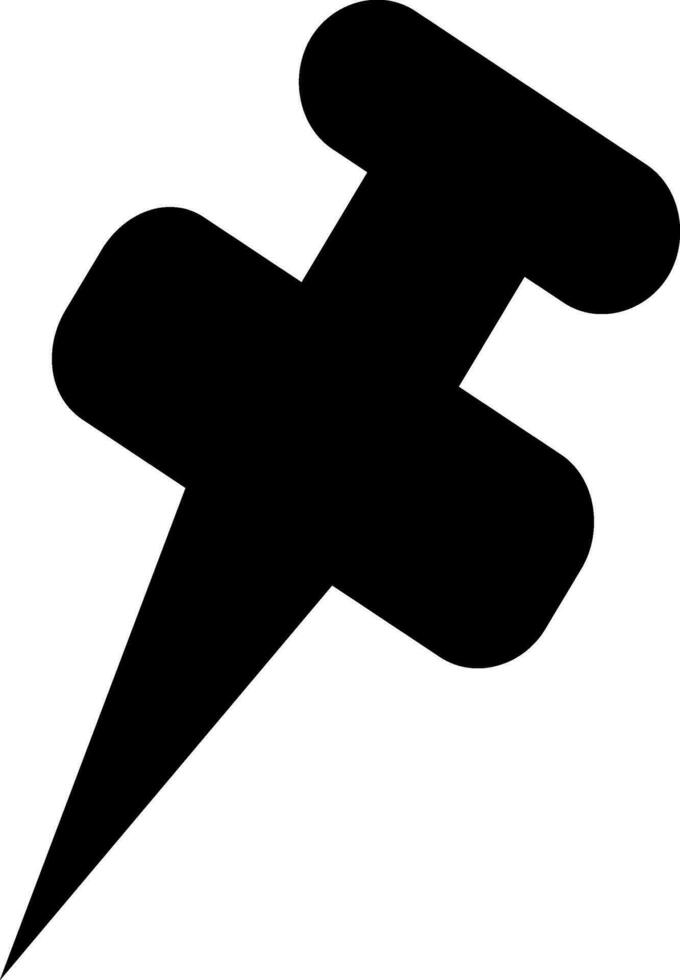 Push pin in black color. vector