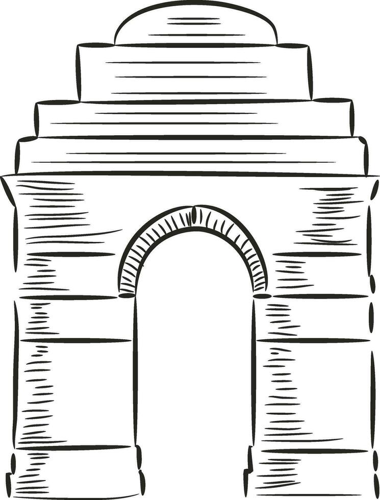 Sketch of India Gate on white background. vector