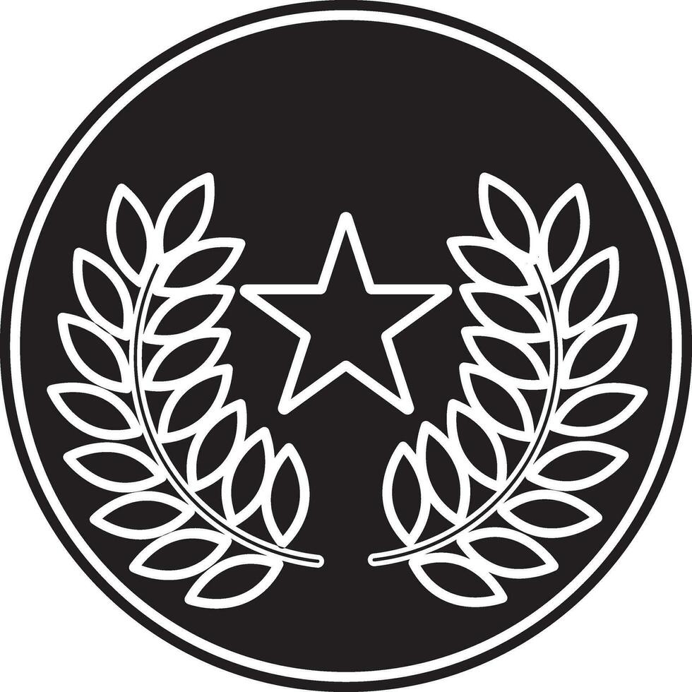 star and laurel wreath decorated circle. vector