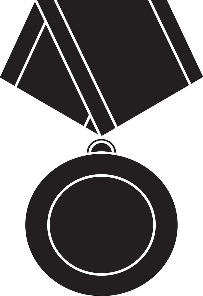 Black and White medal with ribbon. vector