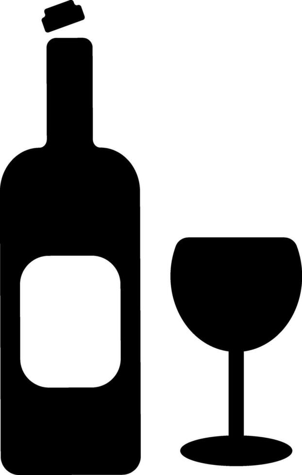 bottle with cocktail glass. vector