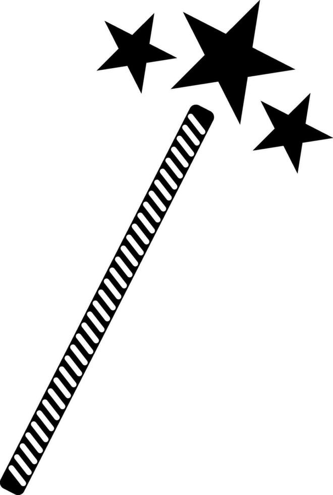 Black and White magic stick. Glyph icon or symbol. vector