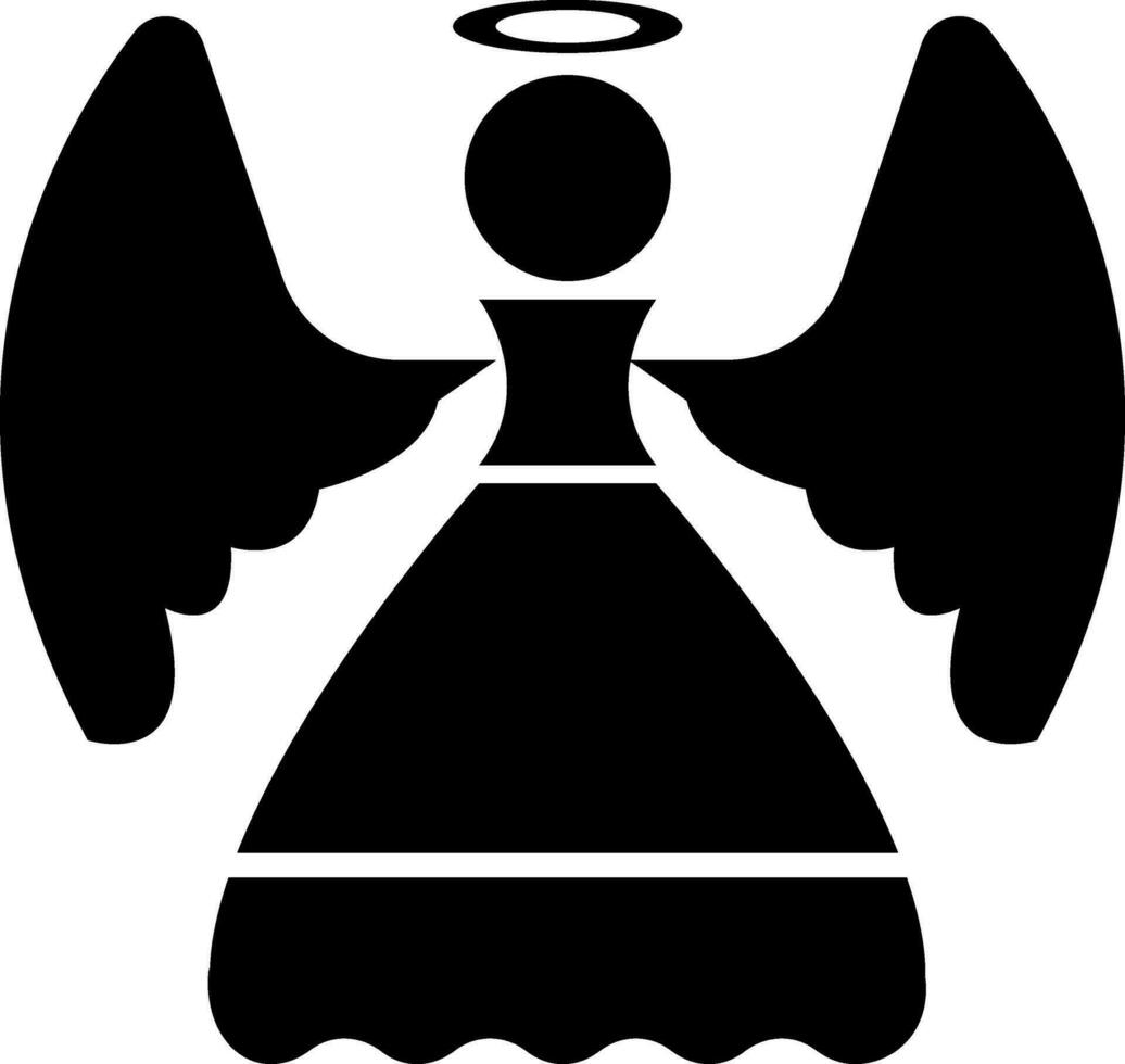 ángel negro y blanco icono con aureola signo. vector