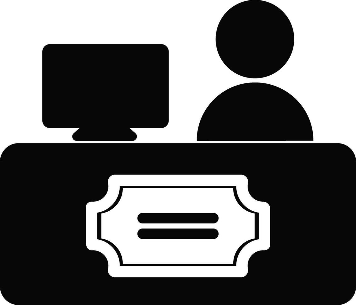 Illustration of Ticket counter with man icon in flat style. vector