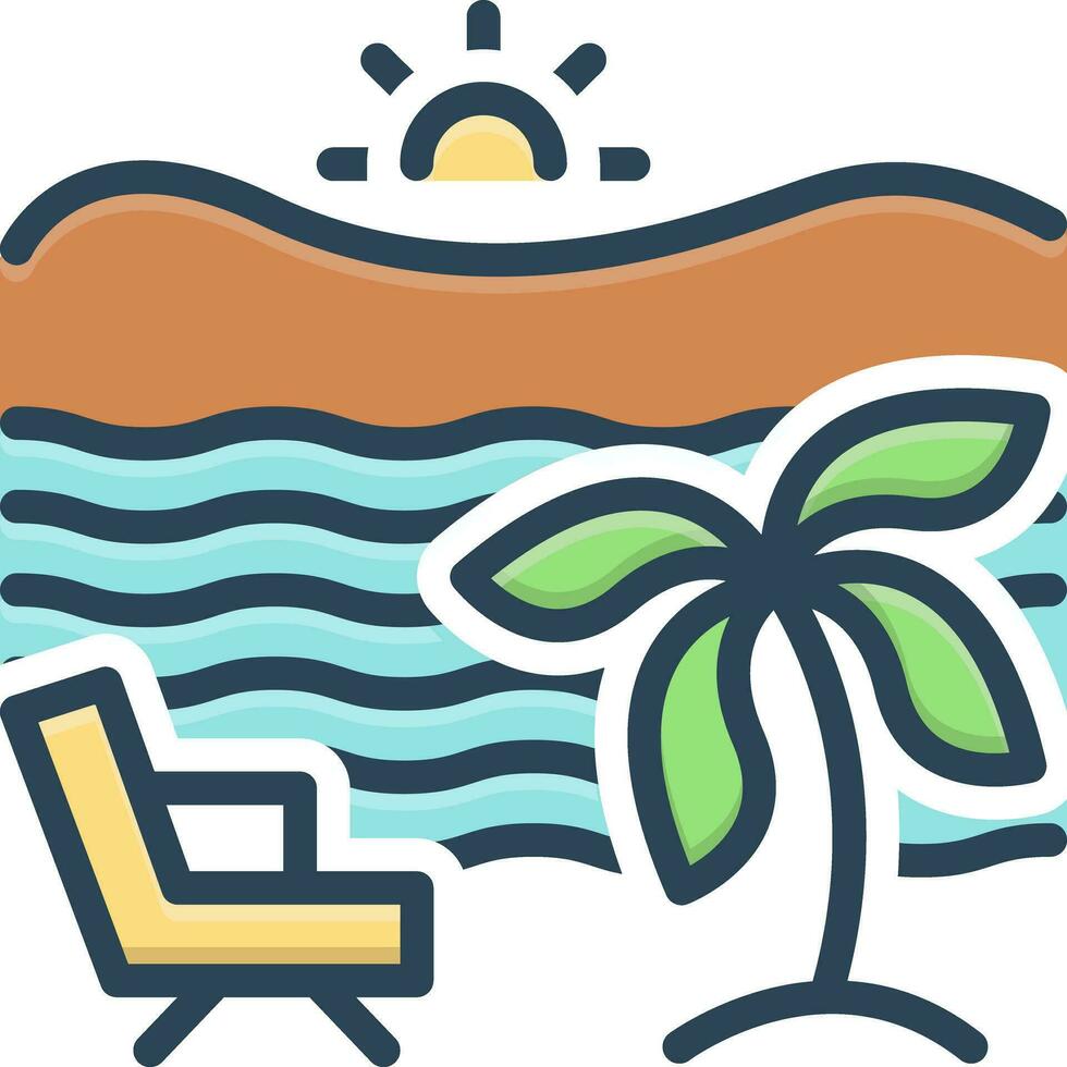color icon for beach vector