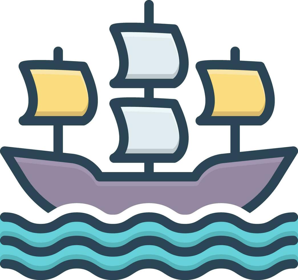 color icon for sailing ship vector