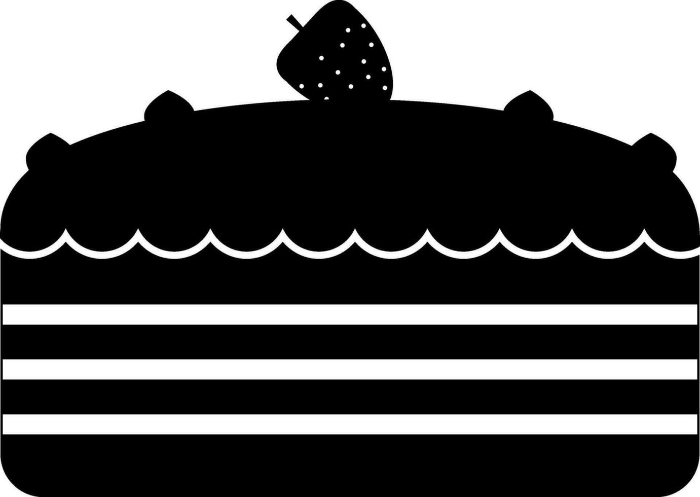 Black and White cake decorated with strawberry. vector