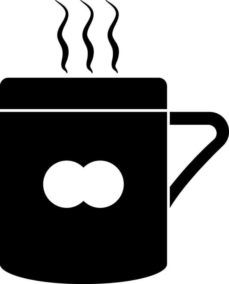 Icon of Black and white cup with coffee in illustration. vector