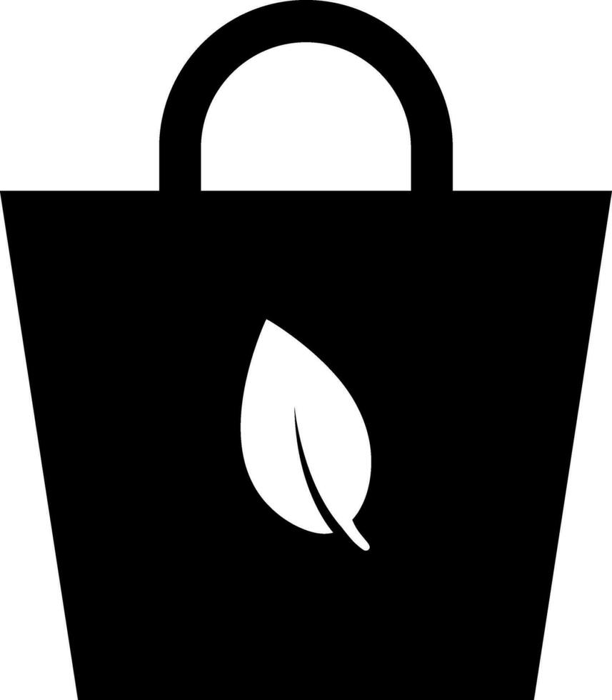 Leaf decorated shopping bag in flat style. vector