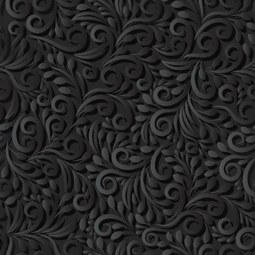 seamless illustration of abstract black floral vine pattern vector