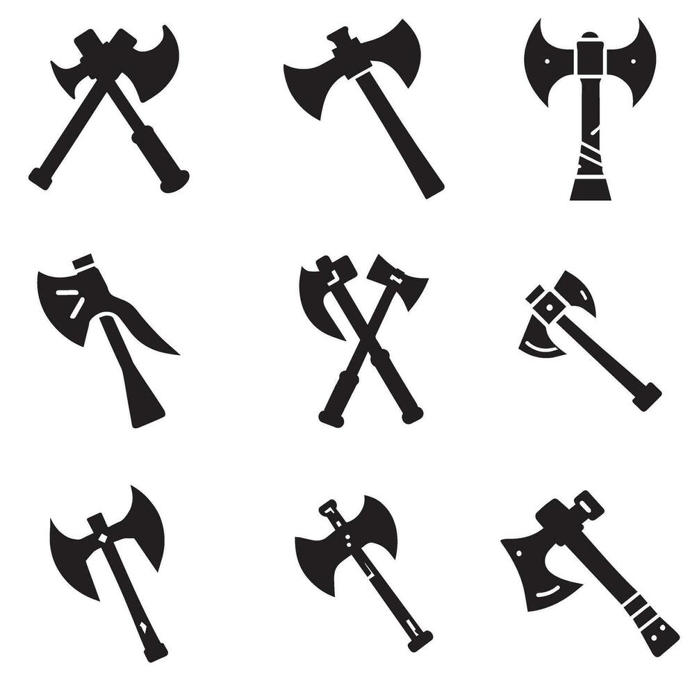 Axe Set of group icon vector silhouette