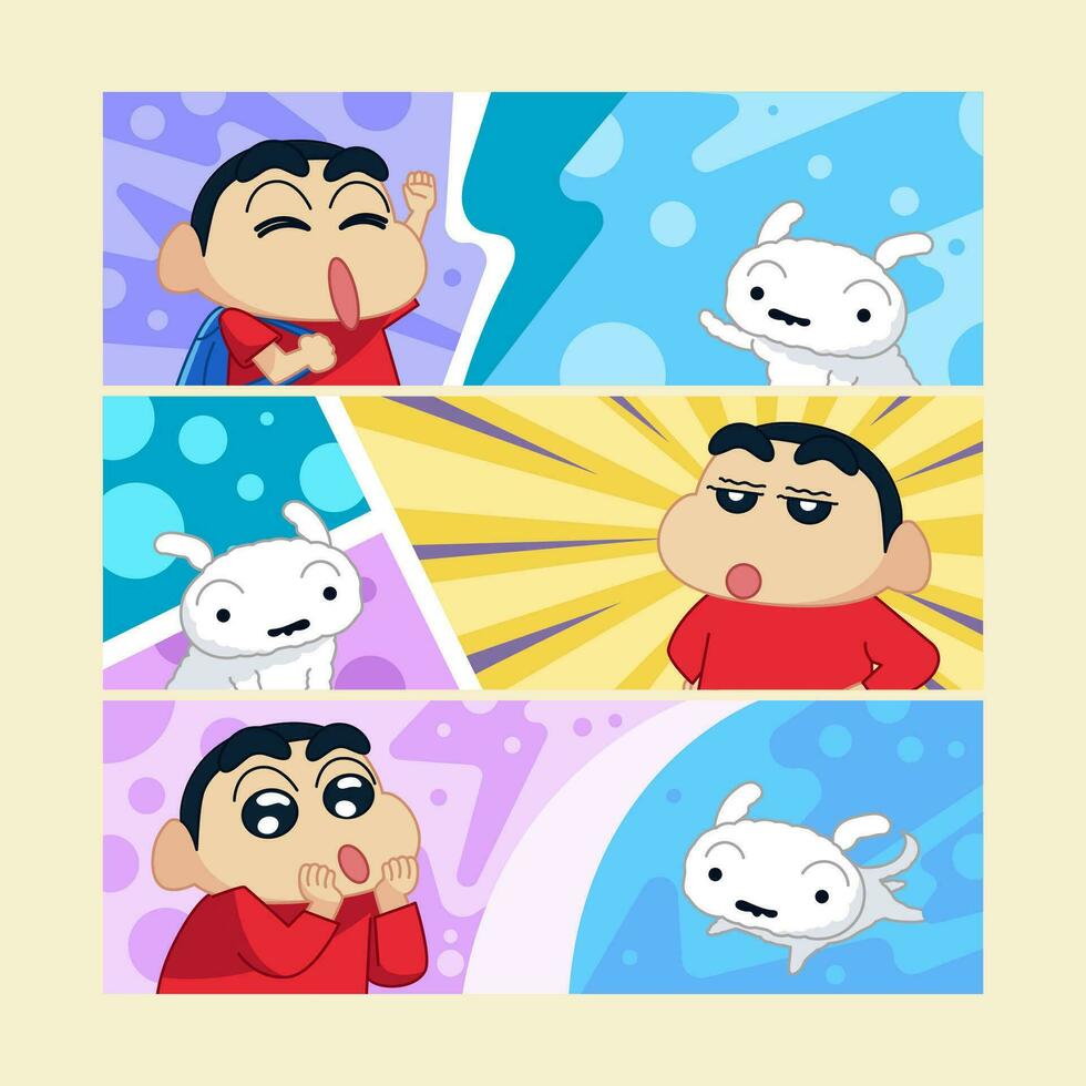 Cartoon Character Horizontal Banner vector