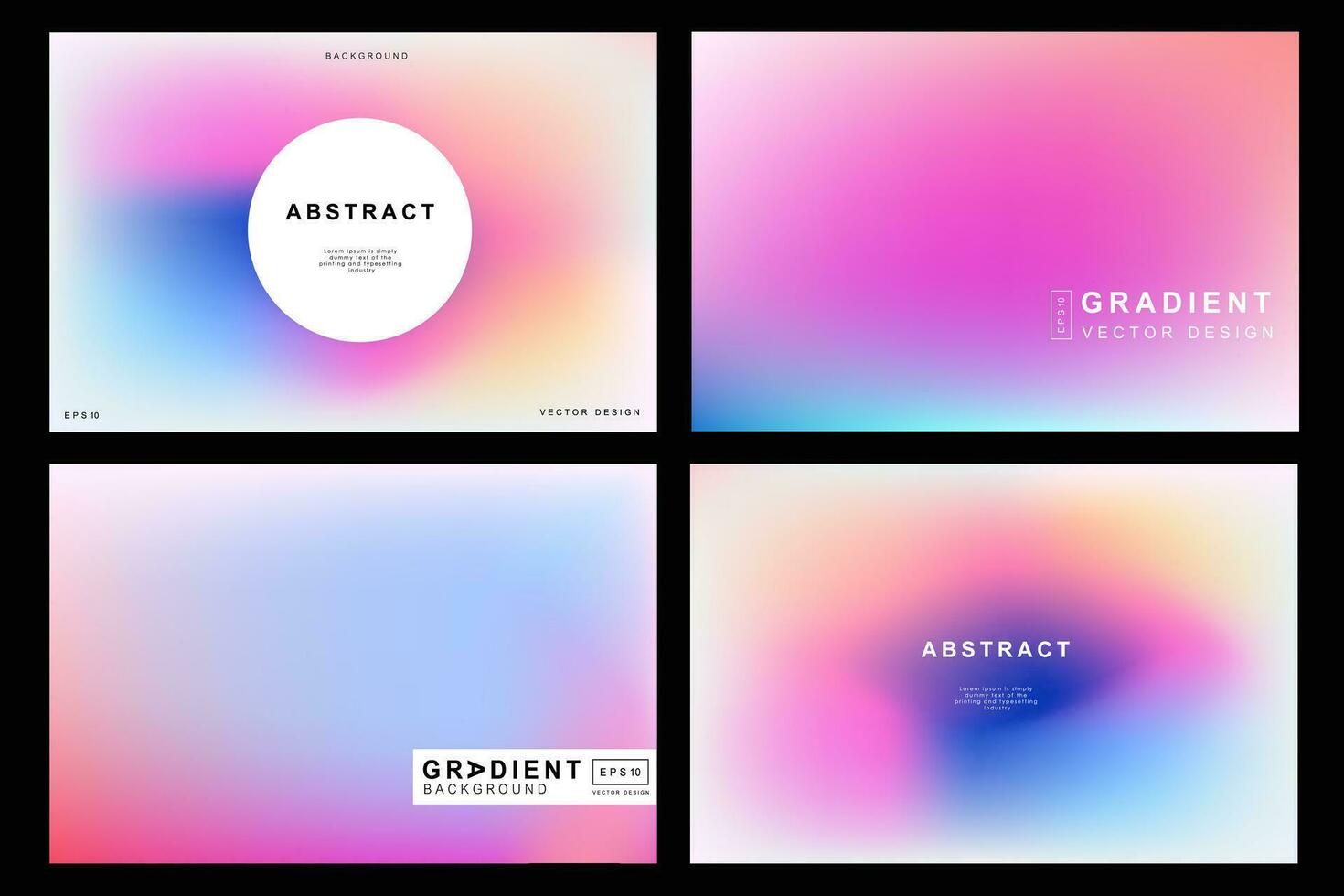 Set of creative covers or posters concept in modern minimal style for corporate identity, branding, social media advertising, promo. Minimalist cover design template with dynamic fluid gradient. vector
