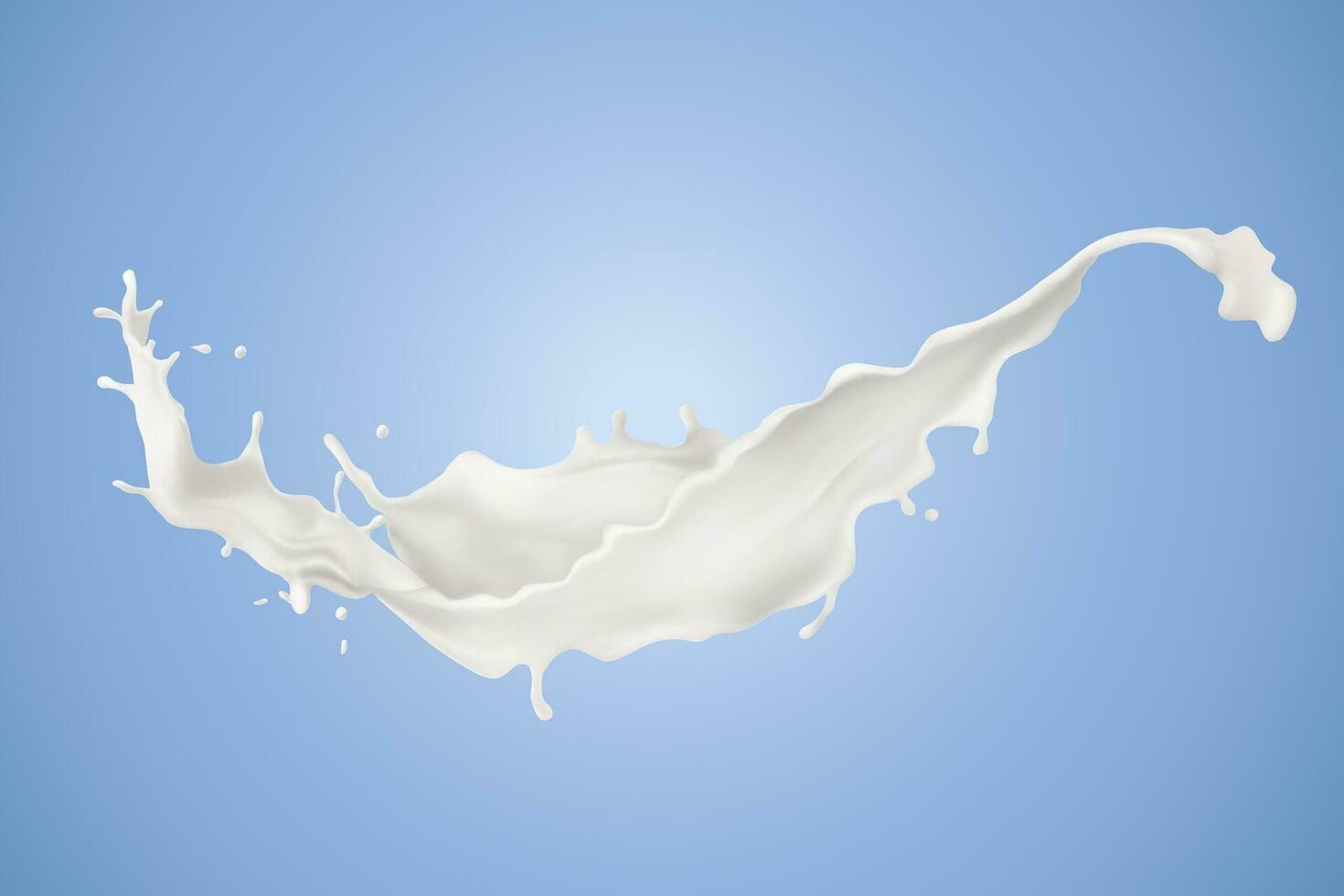 Flowing and splashing liquid milk in 3d illustration vector