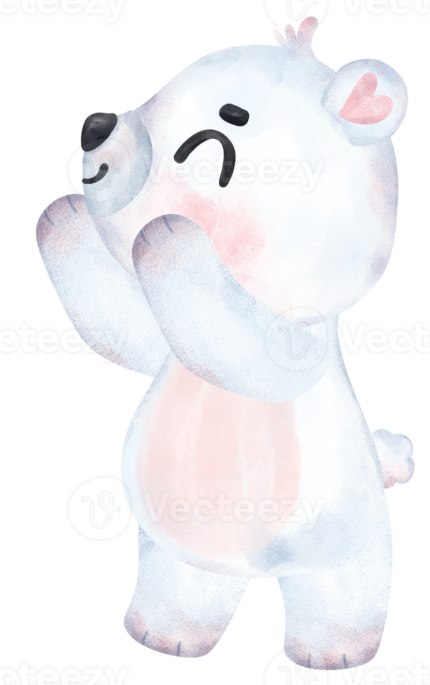 Playful Polar Bear, Expressive Watercolor Cartoon character, Varied Poses png