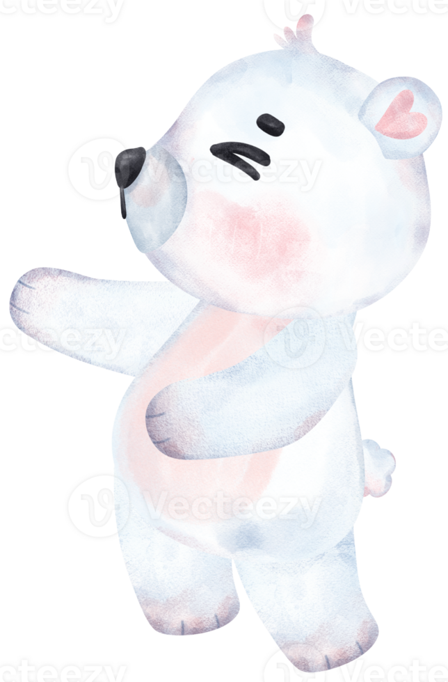 Playful Polar Bear, Expressive Watercolor Cartoon character, Varied Poses png