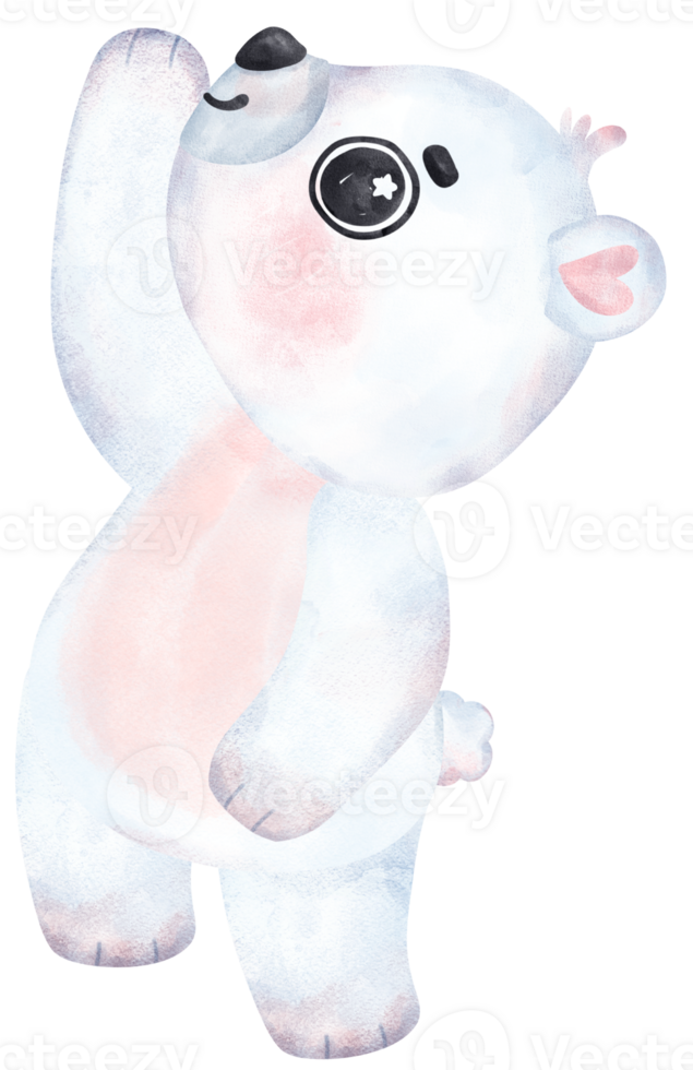 Playful Polar Bear, Expressive Watercolor Cartoon character, Varied Poses png