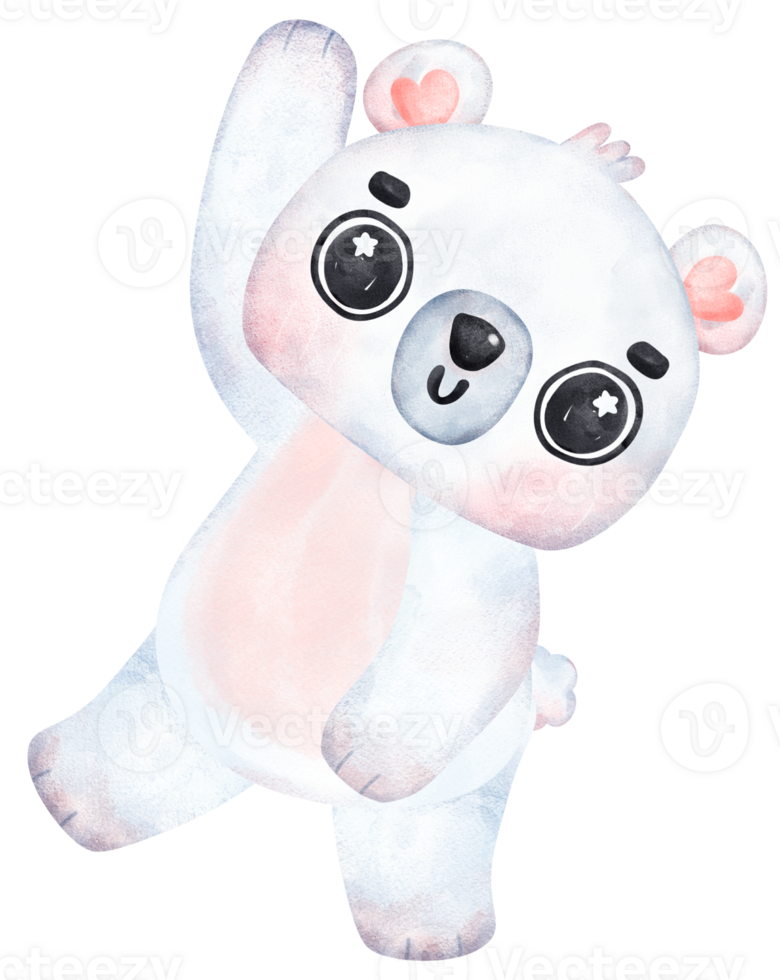 Playful Polar Bear, Expressive Watercolor Cartoon character, Varied Poses png