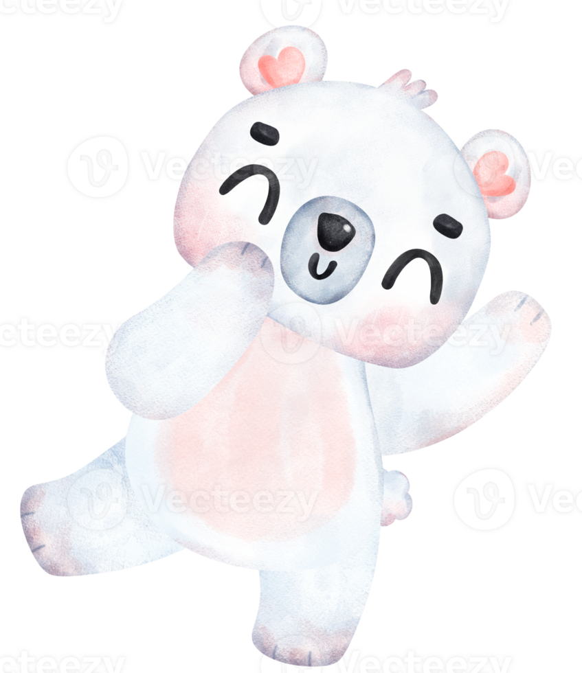 Playful Polar Bear, Expressive Watercolor Cartoon character, Varied Poses png