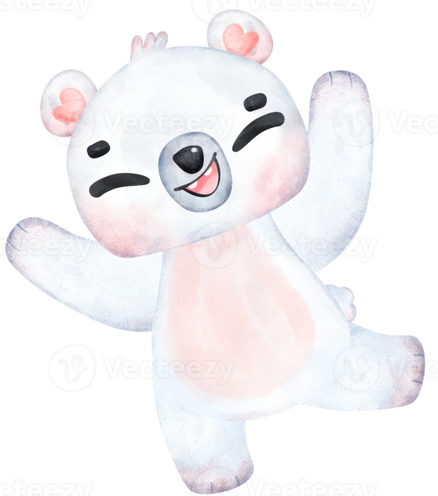 Playful Polar Bear, Expressive Watercolor Cartoon character, Varied Poses png